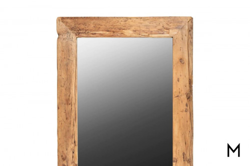 Trunk Leaner Mirror with Naturally Heavily Distressed Wood Frame