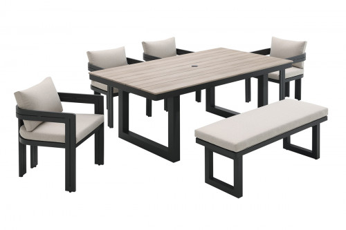Caldare Six-Piece Patio Dining Set with Cushioned Seating