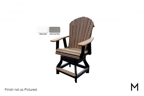 Adirondack Swivel Counter Height Chair in Dark Gray and White