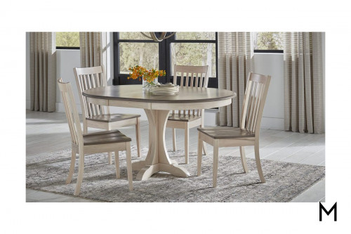 Macy & Asher Five Piece Dining Set with Round Pedestal Table and 4 Chairs