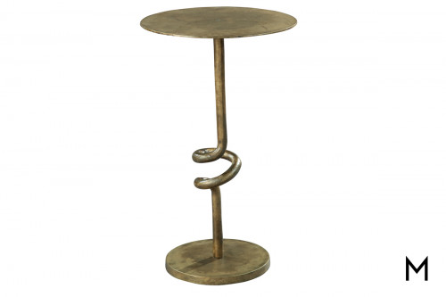 Bronze Scroll Pedestal End Table in Oiled Bronze Finish