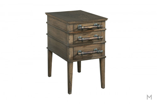 Three Drawer Oak Side Table with Bar Pulls