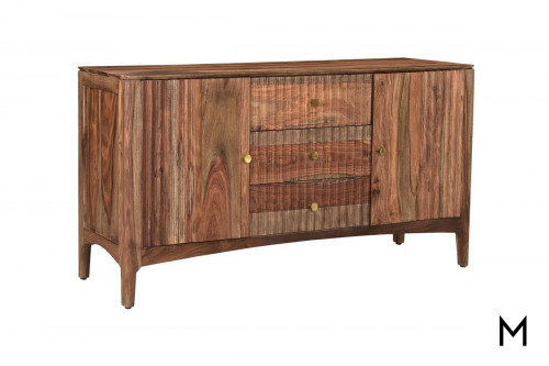 Fluted Front Credenza with Three Drawers and Two Doors