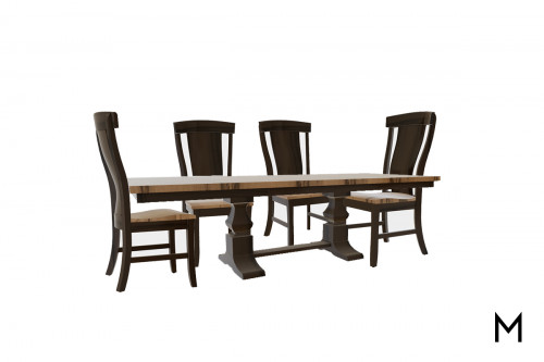 Vincent And Everleigh Dining Set with Double Pedestal Table and Four Side Chairs