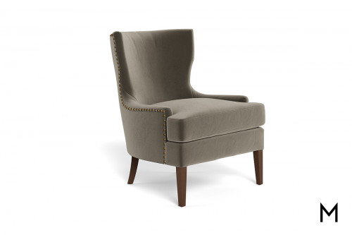 Velvet Wing Back Chair with Nailhead Trim