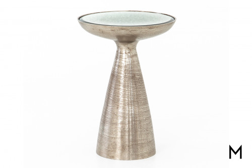 Pedestal Side Table in Brushed Nickel