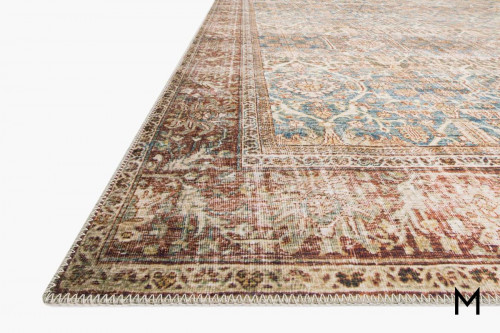 Layla Area Rug 3'x5' in Ocean and Rust