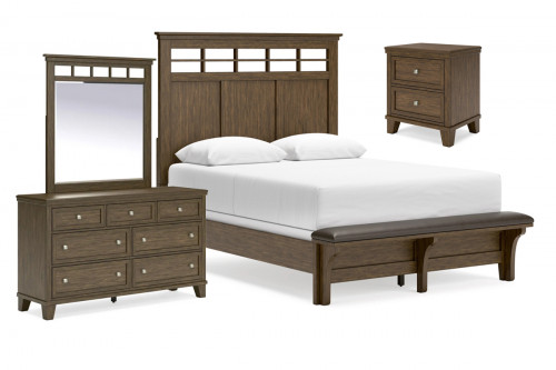 Sandrine 4-Piece Queen Bedroom Group with Queen Bed, Dresser, Nightstand, and Dresser Mirror