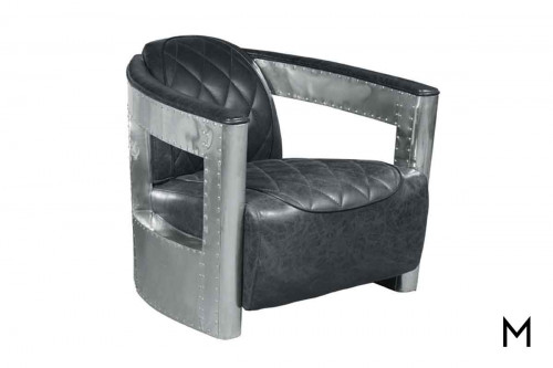 Toby Accent Chair with Quilted Leather and Metal Rivets