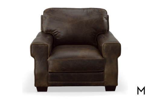 Lisbon Leather Chair with Top Grain Leather in Cigar Brown