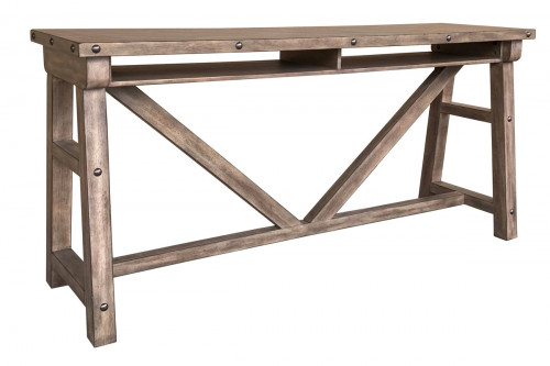 M Collection Log Cabin Console Table with Nailhead Accents