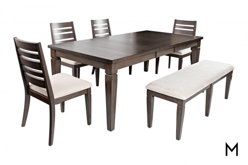 Lennox Six Piece Dining Set with 4 Chairs and 1 Bench