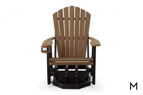 Adirondack Swivel Glider in Mahogany and Black with Cup Holder