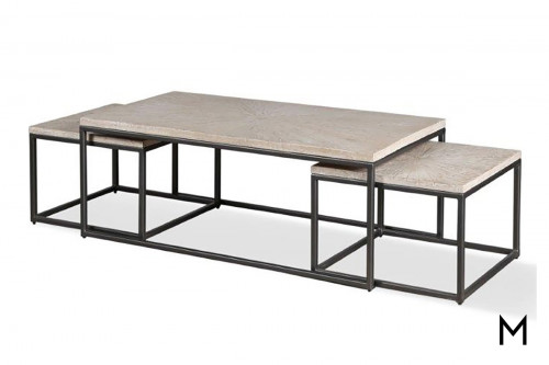 M Collection Massa Nesting Tables Set with 1 Cocktail Table and 2 End Tables