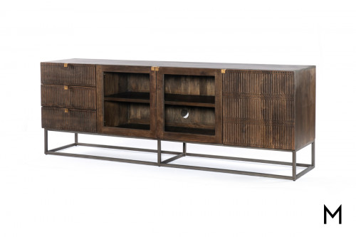 Kelby Media Console with Glass-Front Doors