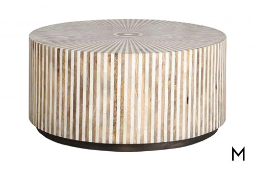 M Collection Starburst Round Cocktail Table with Bone Inlay