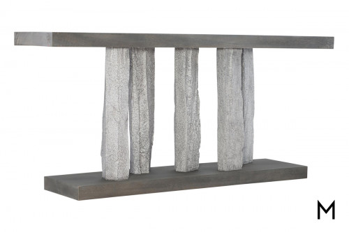 Contemporary Console Table with Faux Stone Columns