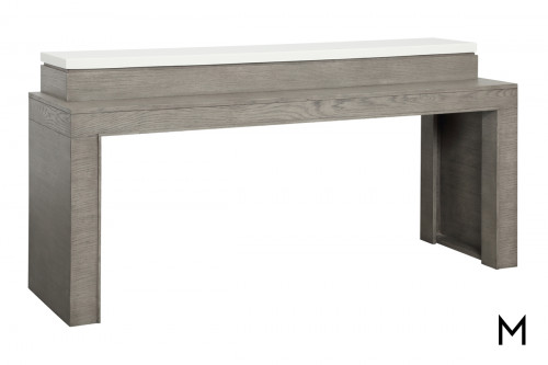 M Collection Modern Gray Console Table with Quartz Top