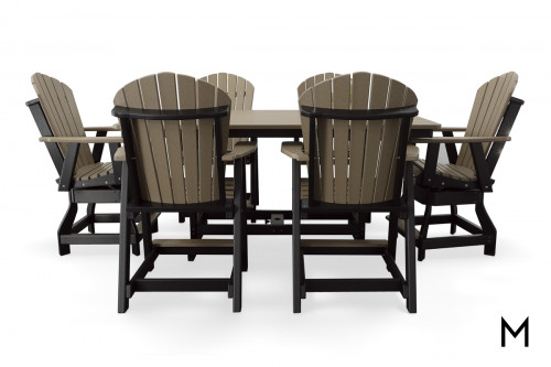 Counter Height 7-Piece Patio Dining Set in Weatherwood on Black