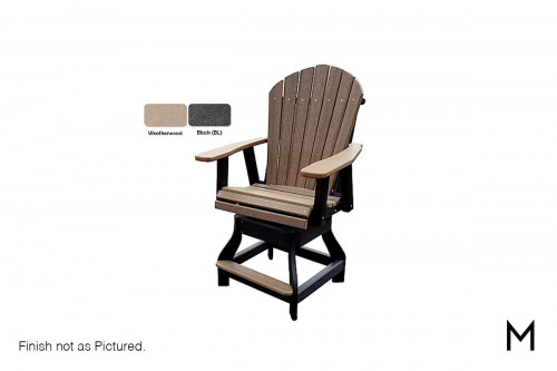 Adirondack Swivel Counter Height Chair in Weatherwood and Black