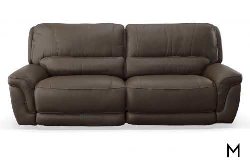 M Collection Monte Carlo Leather Sofa with Two Power Recliners