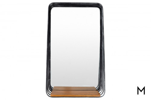 Carter Metal Framed Mirror with Wooden Shelf