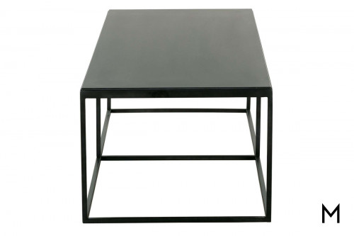 Black Quartz Marble Top Cocktail Table with Iron Base