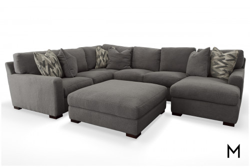 M Collection Gallatin Four-Piece Sectional Sofa with Chaise and Ottoman