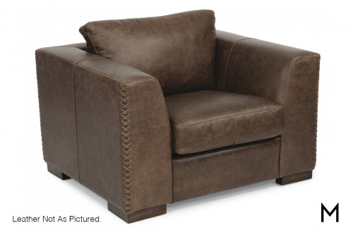 Leather Accent Chair in Light Brown
