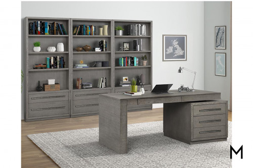 M Collection Modern Gray Executive Desk