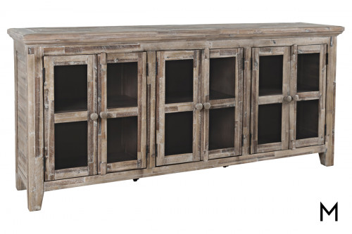 Rustic Low Cabinet with Glass Front Doors