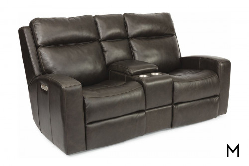 Leather Power Reclining Loveseat with Console and Power Headrests
