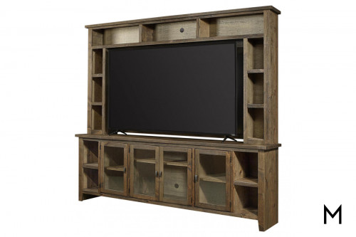 Alder Television Console Hutch with Glass-Front Doors