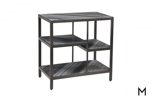 Multi-Tiered Accent Table with Grey Marble Shelves