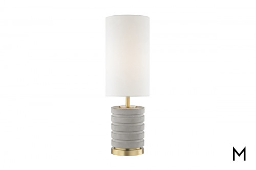Concrete Base Table Lamp with Aged Brass Accent