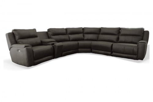 M Collection Dazzle 6 Piece Power Reclining Sectional with Power Headrest and Recline