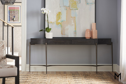 Mid-Century Console Table with 2 Drawers