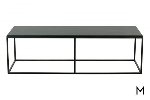 Black Quartz Marble Top Cocktail Table with Iron Base