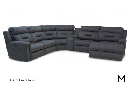 M Collection Chaise Reclining Six-Piece Sectional Sofa with Power Headrests