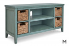 Melita Teal TV Stand with Four Handwoven Baskets Color Thumbnail Teal