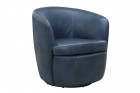 M Collection Baceno Leather Swivel Chair Color Thumbnail Blue