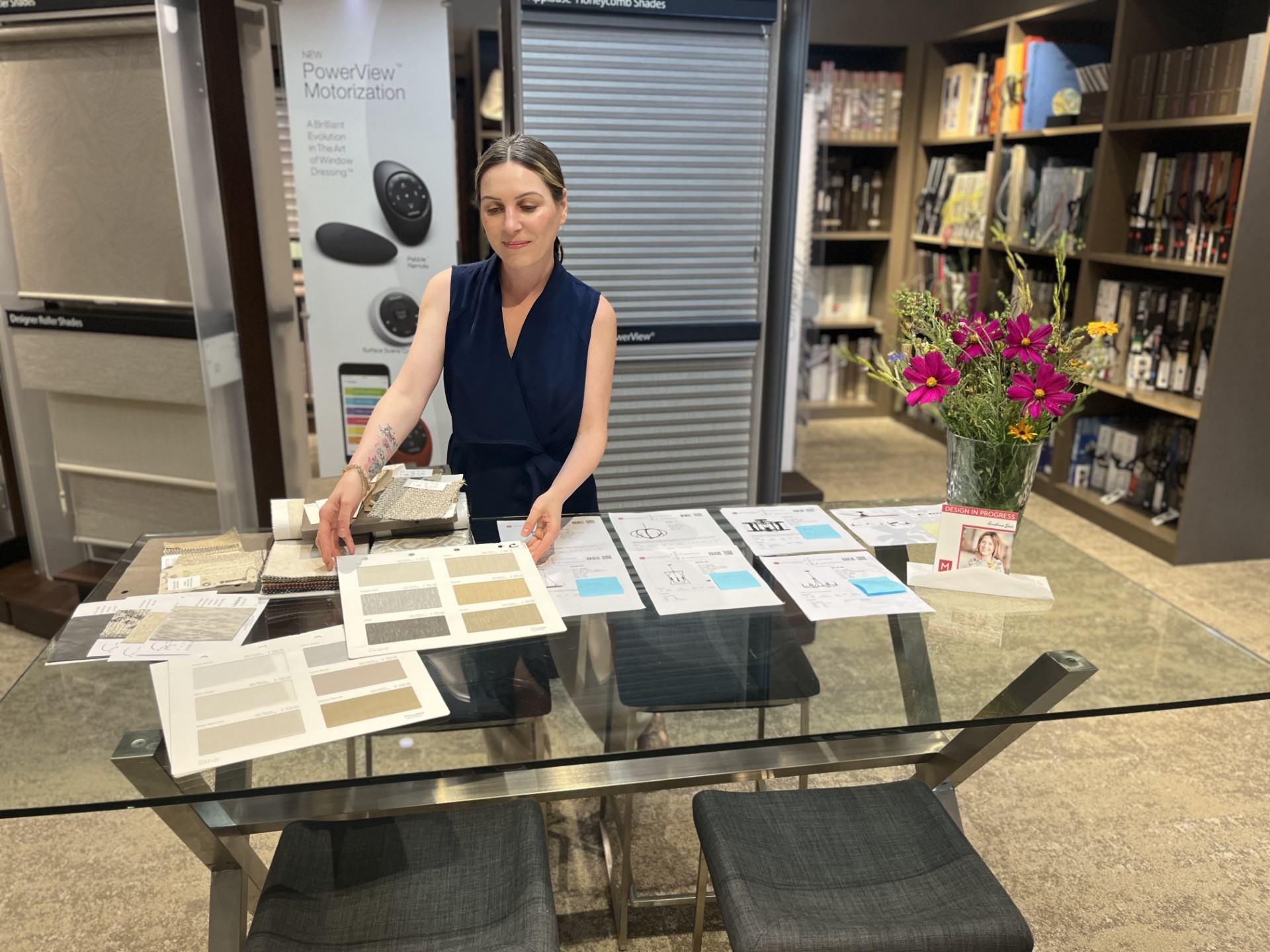 Ana Duin shows window treatment options available.