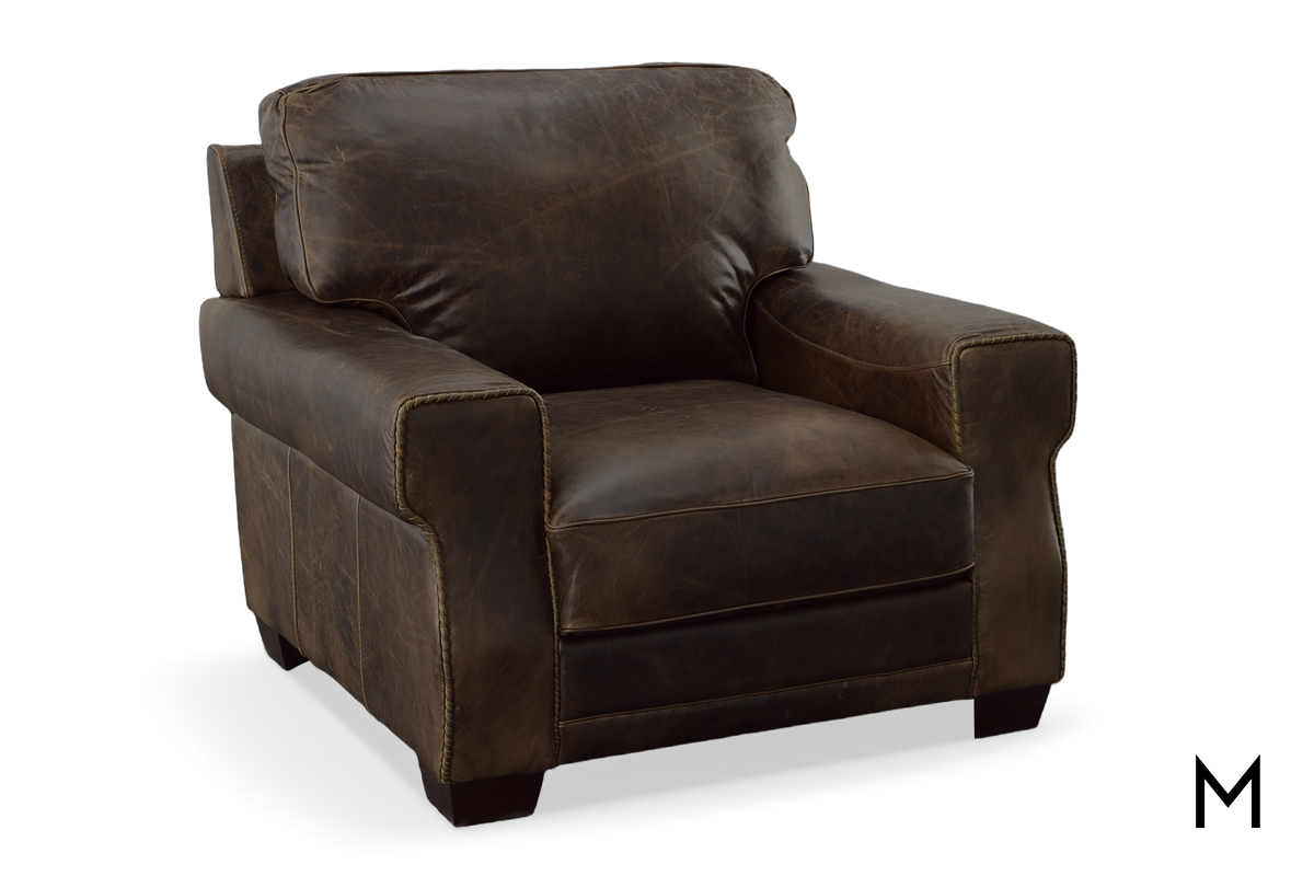 Lisbon Leather Chair with Top Grain Leather in Cigar Brown