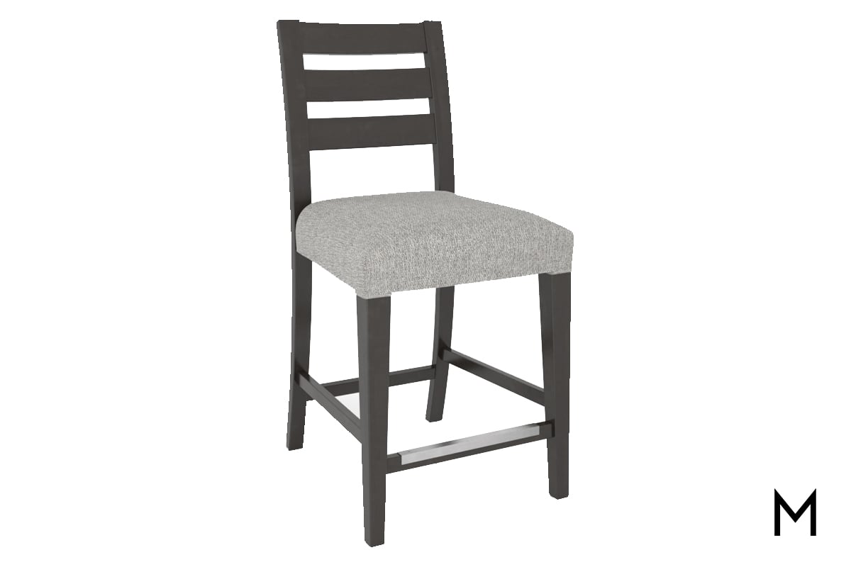 Cushioned Tall Loft Stool with Slat Back