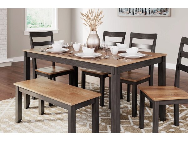 Glenhaven Farmhouse 6-Piece Dining Set with Chairs and Bench - Image 4