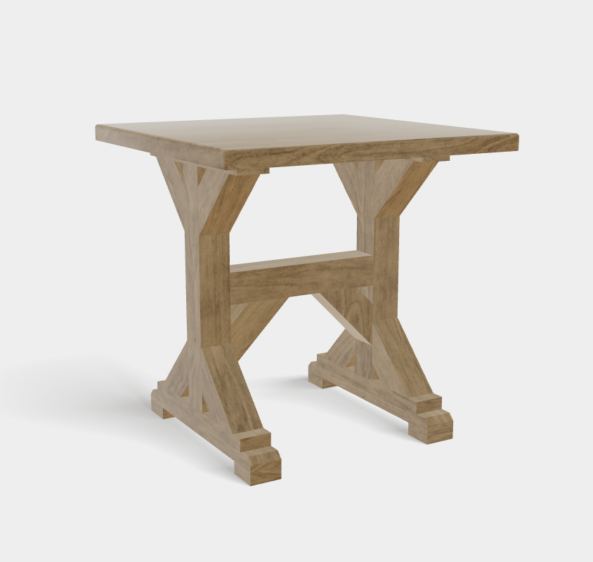Barley Rustic Trestle Square End Table