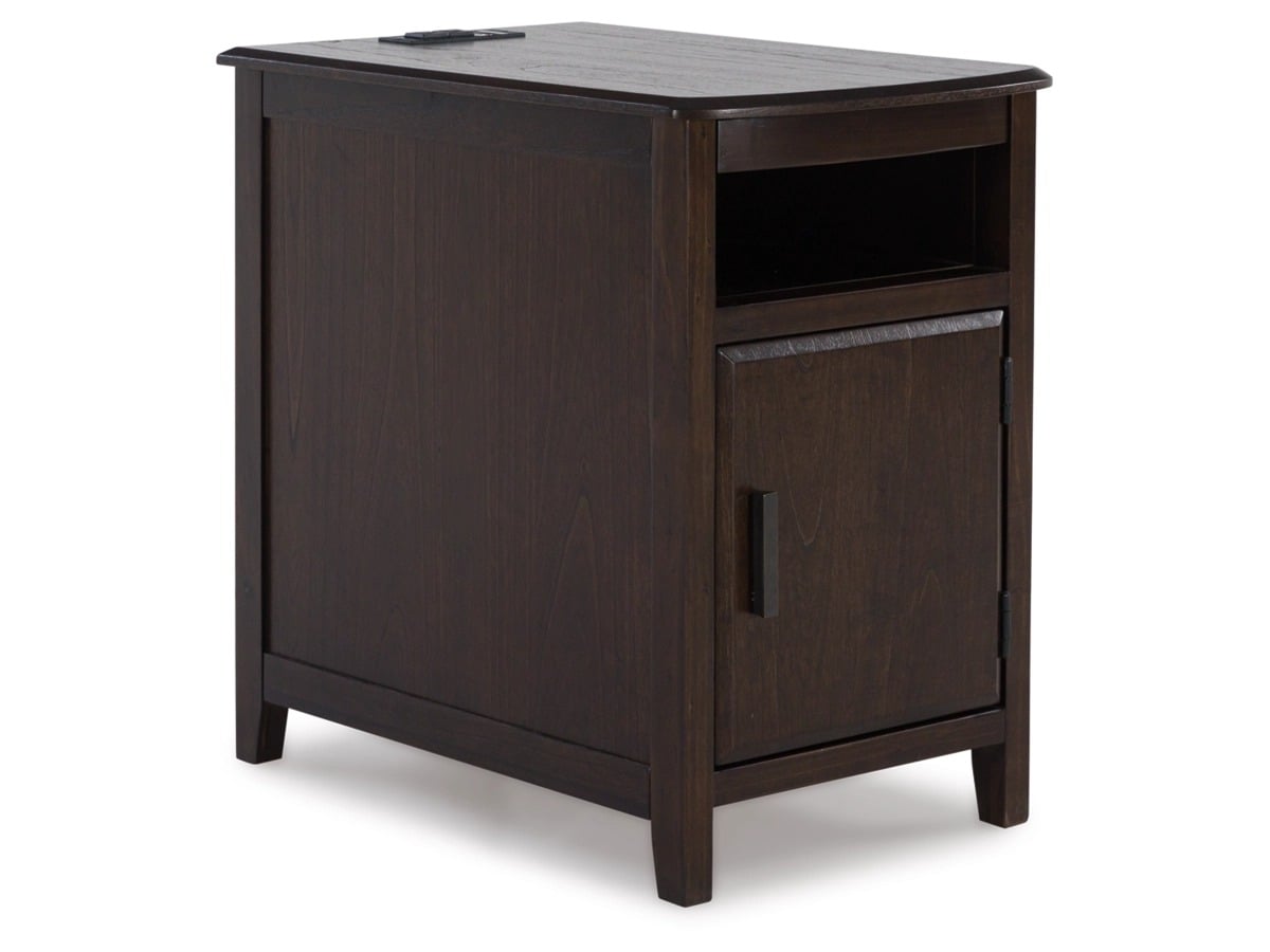 T310-217-ANGLE-CLSD-SW-P1-KO Devon Chairside End Table | Dark Brown - Image 1