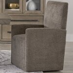Modern Upholstered Dining Arm Chair with Casters - Image 2