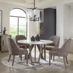 Modern 54" Round Dining Table with Wood Base - Image 2