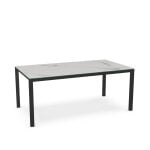 Benny White Marble Top Dining Table with Black Base
